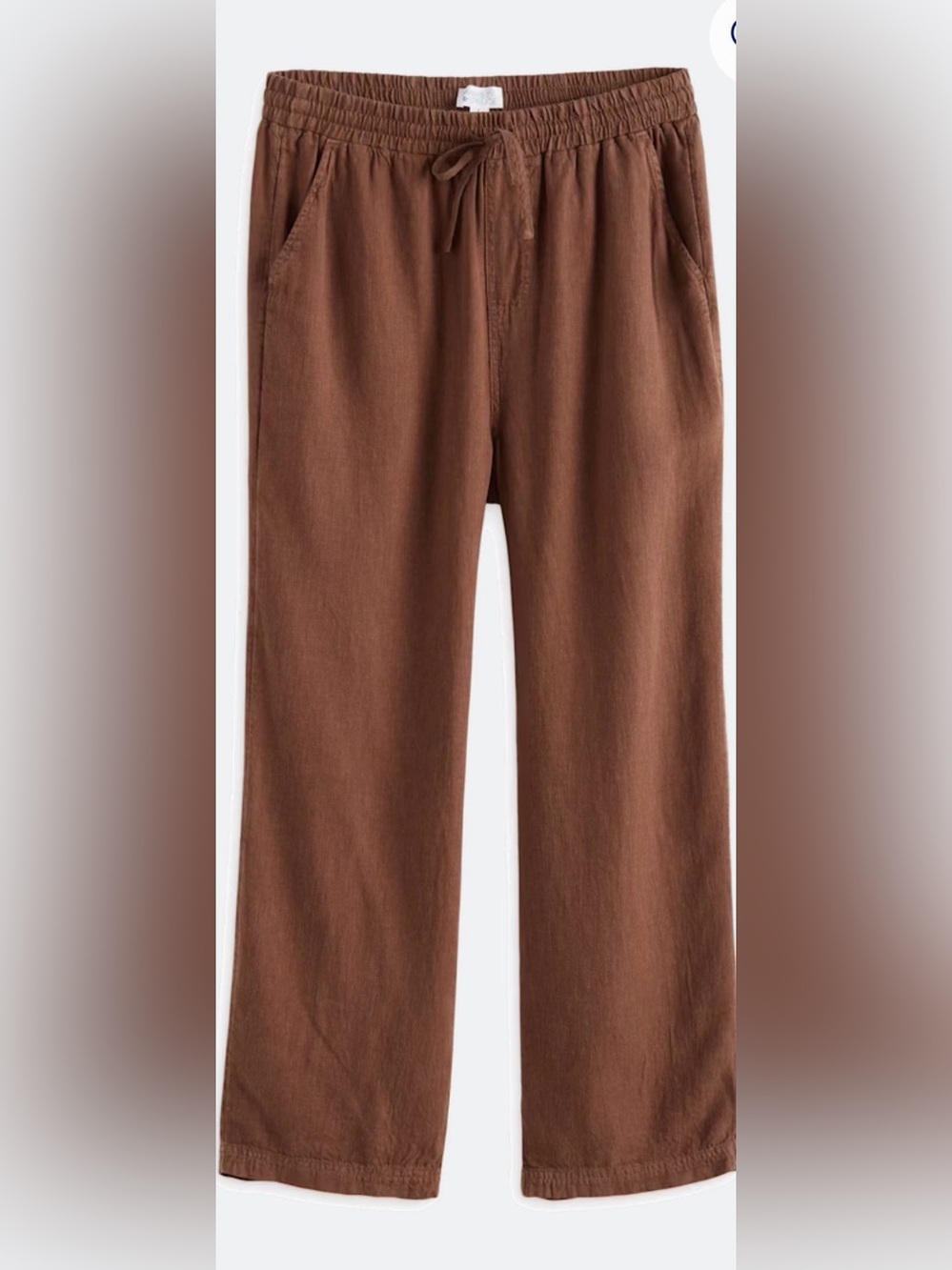Market & Spruce Brown Crop Linen-Blend Pants